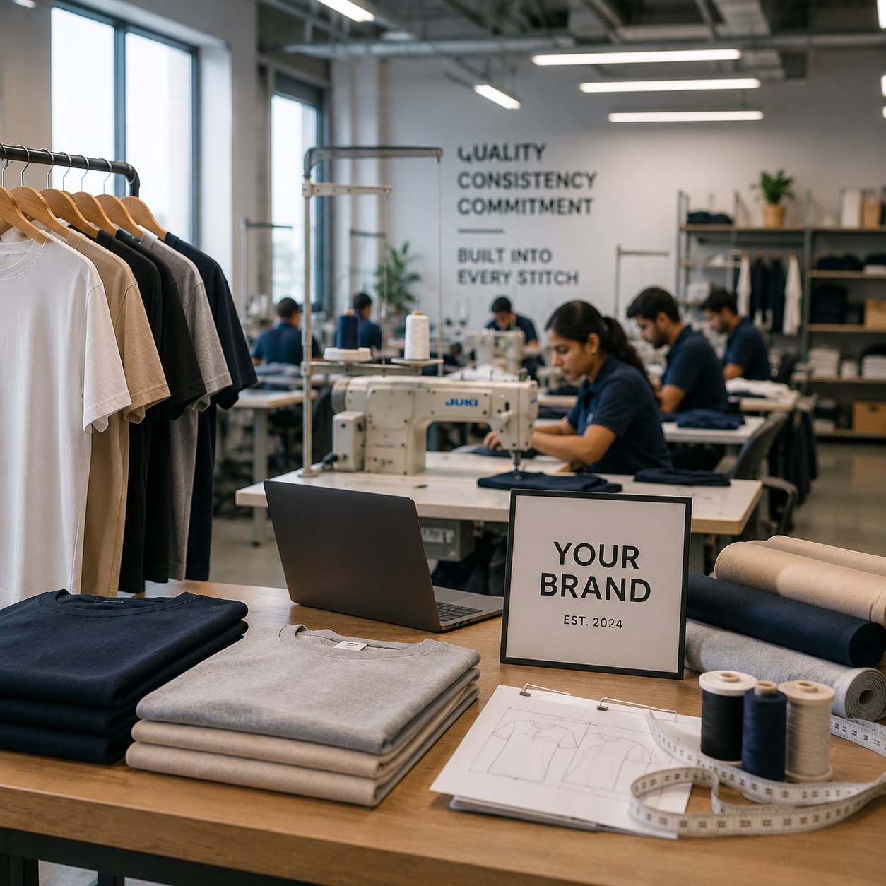Instyle Source apparel manufacturing facility producing custom packaging and quality-assured wholesale garments