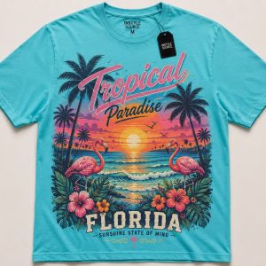 Full Front Tropical Graphic Print T-Shirt