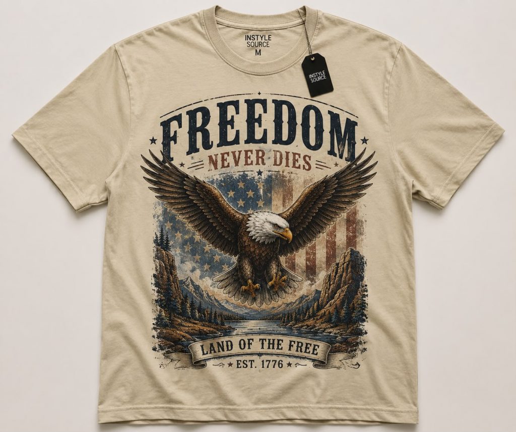 Vintage Eagle Graphic Print T-Shirt