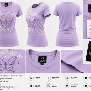WOMEN'S EMBROIDERY + PRINT T-SHIRT
